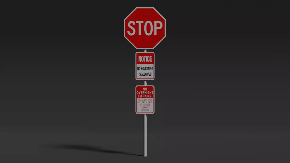 3d Rendered Stop Sign 3D model Stop Sign VR / AR / low-poly | CGTrader