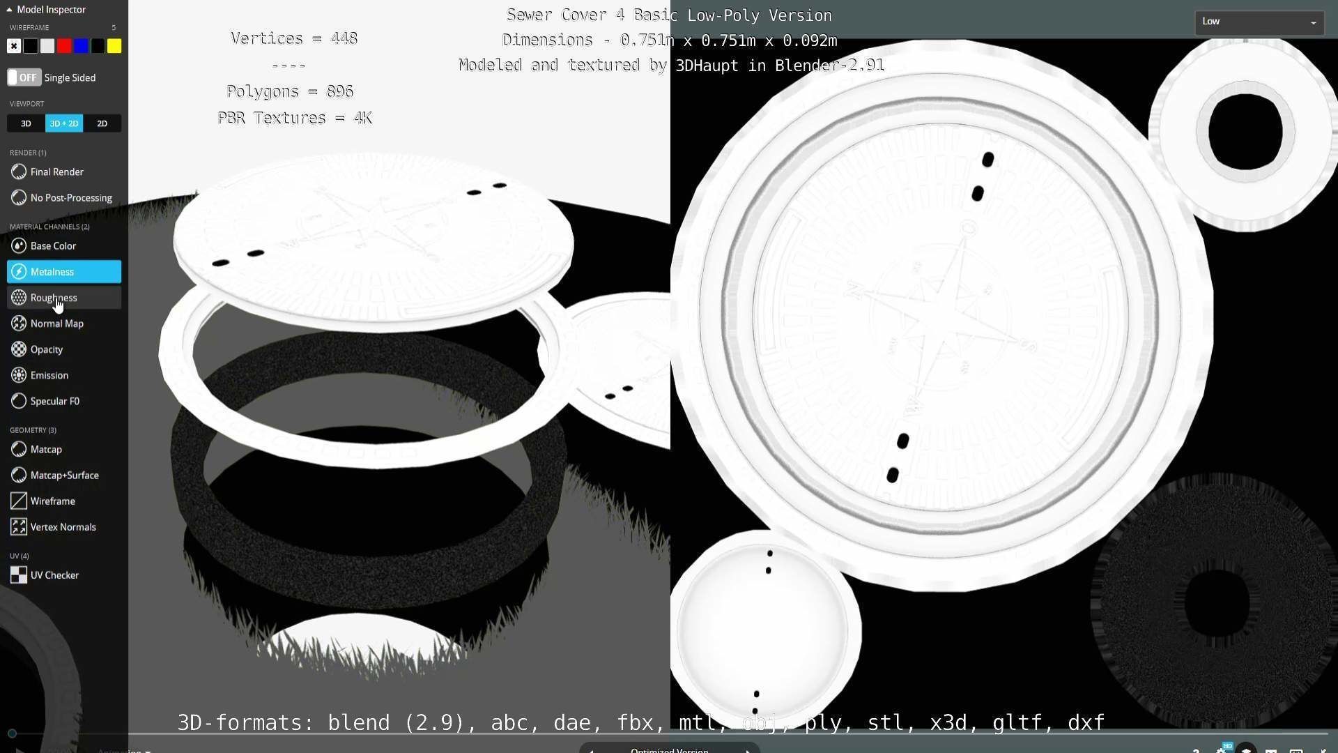 Compass Sewer Cover 4 Basic Low and High-Poly Versions 3D Model Collection_101