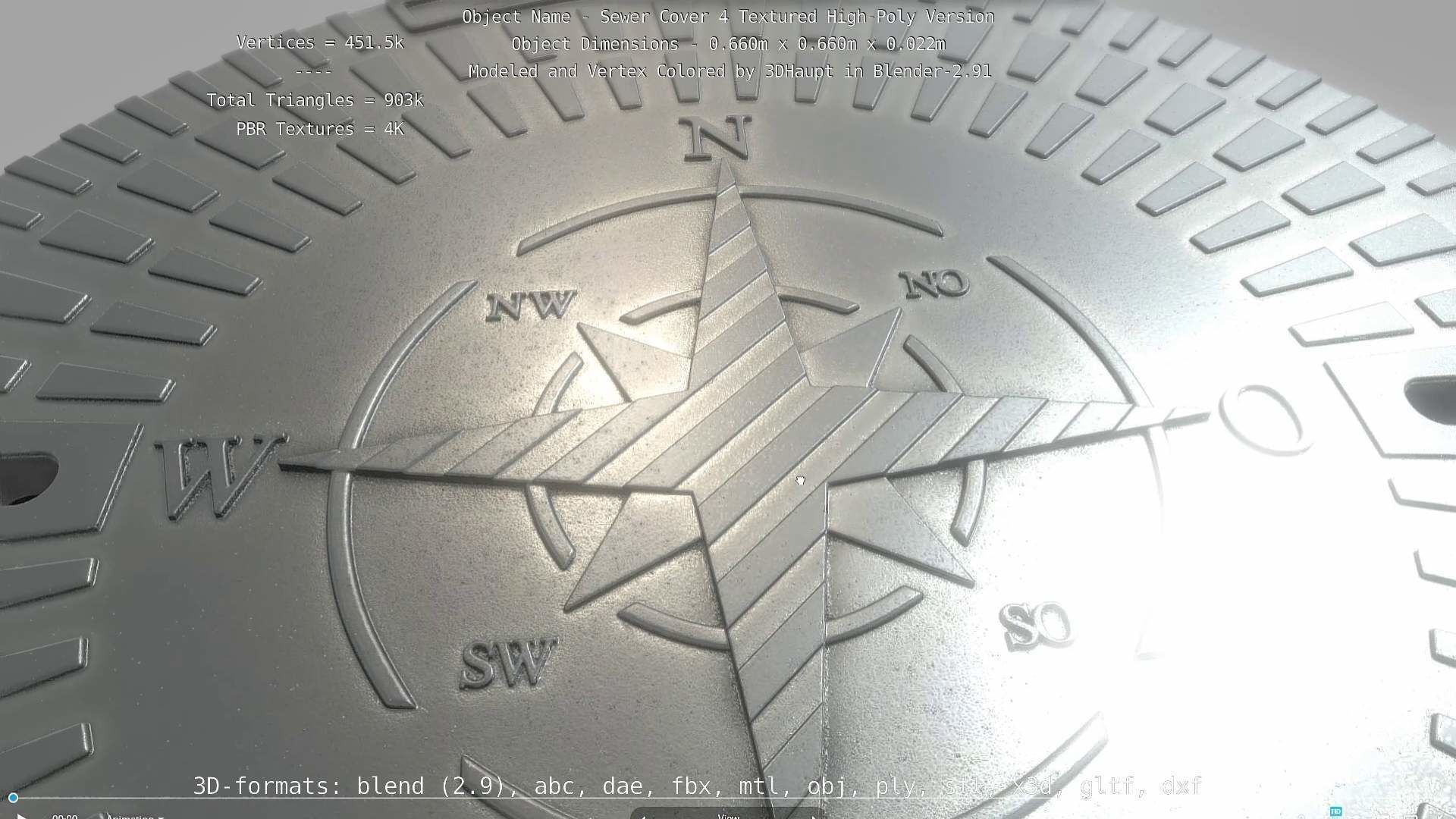 Compass Sewer Cover 4 Basic Low and High-Poly Versions 3D Model Collection_75