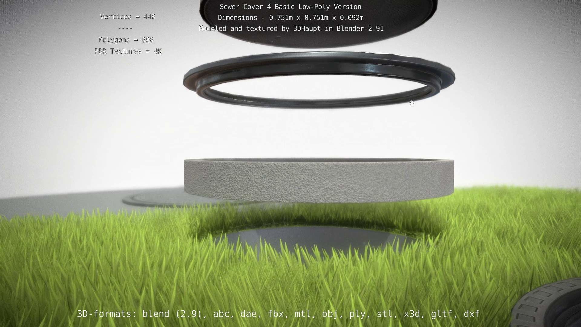 Compass Sewer Cover 4 Basic Low and High-Poly Versions 3D Model Collection_91