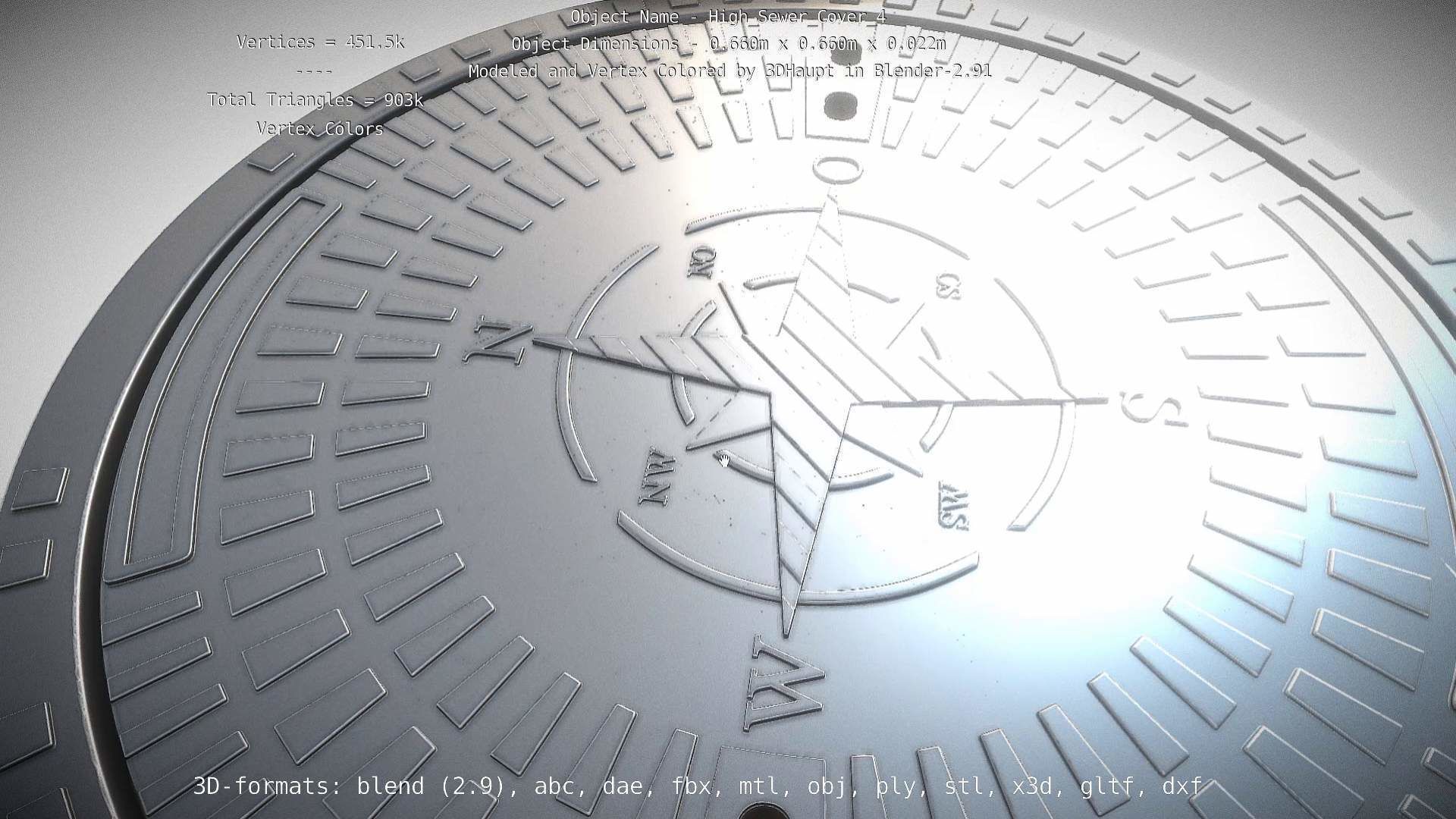 Compass Sewer Cover 4 Basic Low and High-Poly Versions 3D Model Collection_29