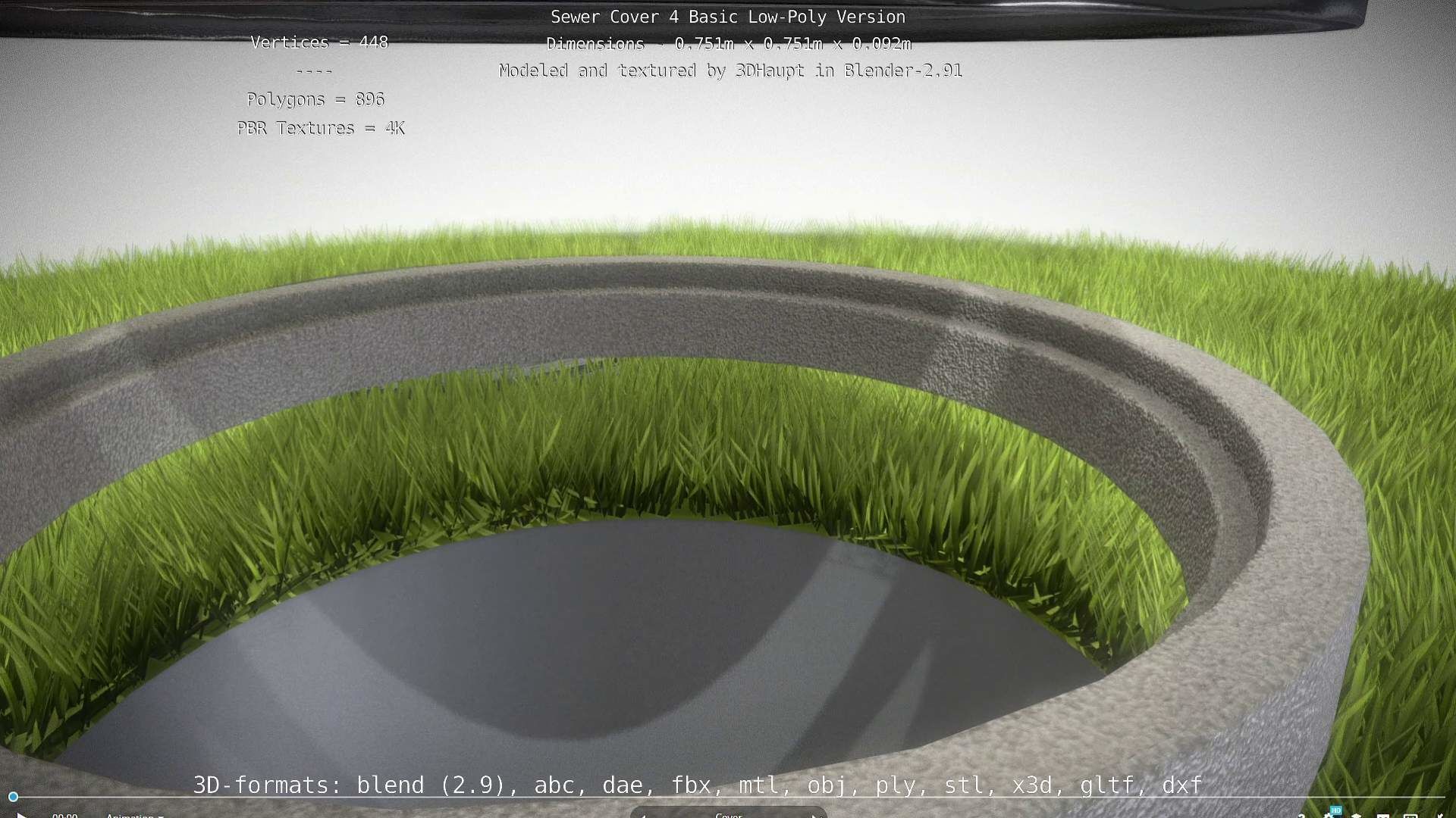 Compass Sewer Cover 4 Basic Low and High-Poly Versions 3D Model Collection_104