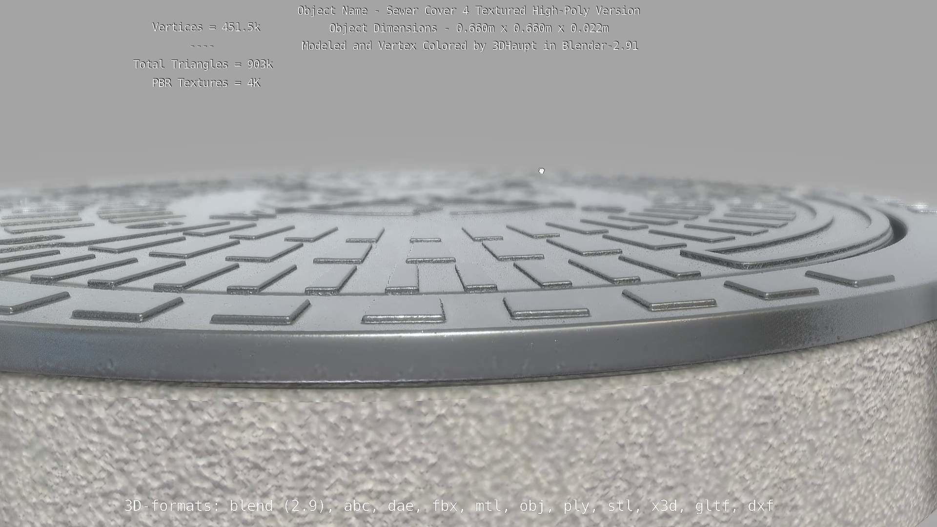 Compass Sewer Cover 4 Basic Low and High-Poly Versions 3D Model Collection_84