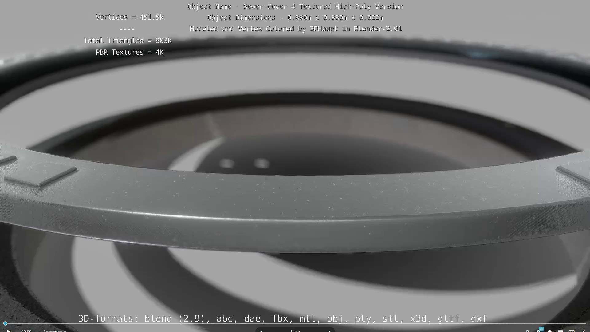 Compass Sewer Cover 4 Basic Low and High-Poly Versions 3D Model Collection_52