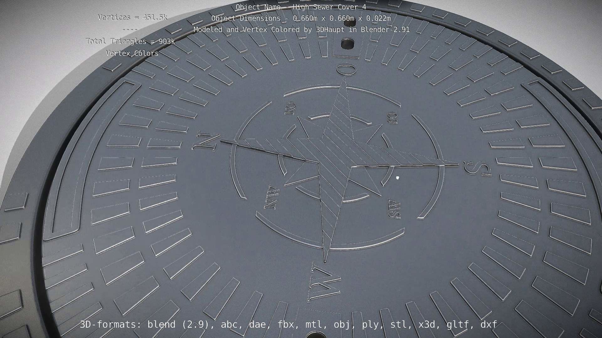 Compass Sewer Cover 4 Basic Low and High-Poly Versions 3D Model Collection_38