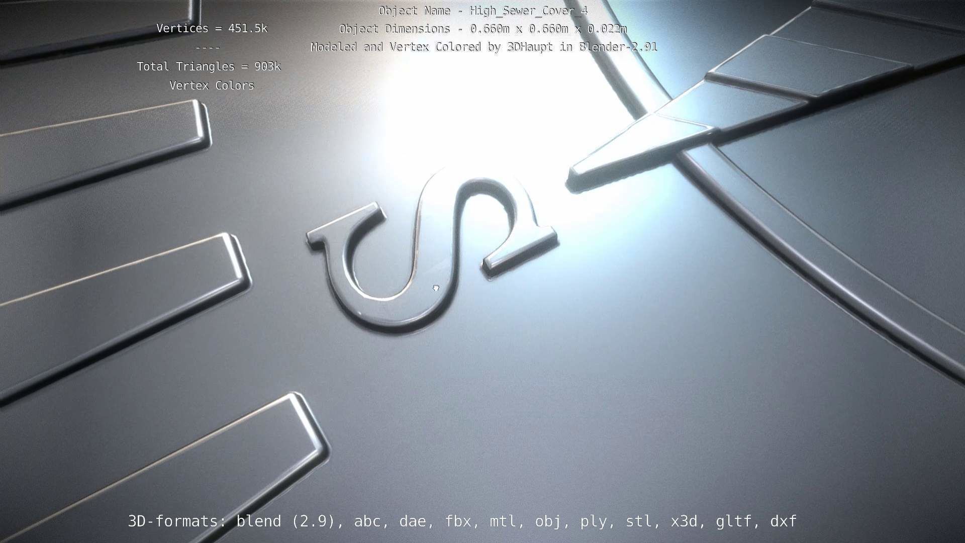 Compass Sewer Cover 4 Basic Low and High-Poly Versions 3D Model Collection_13