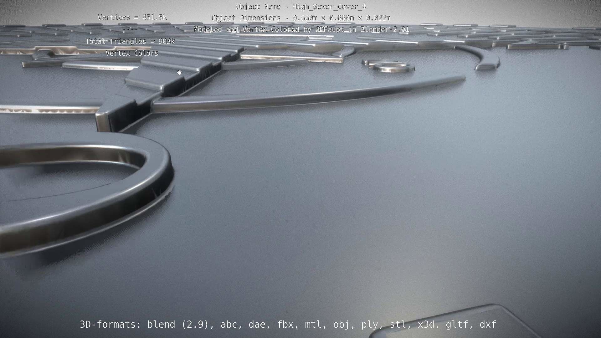 Compass Sewer Cover 4 Basic Low and High-Poly Versions 3D Model Collection_16