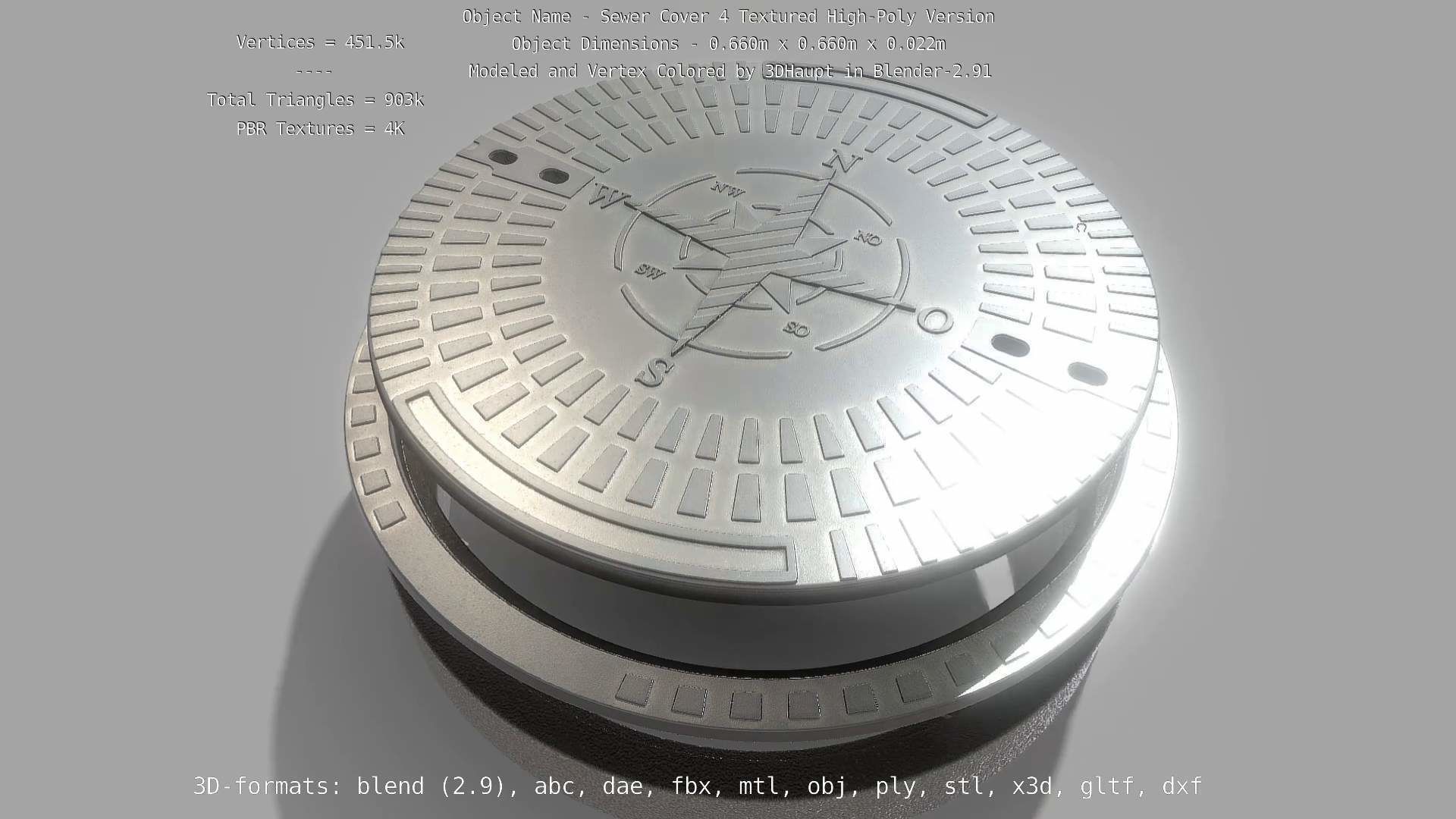 Compass Sewer Cover 4 Basic Low and High-Poly Versions 3D Model Collection_68