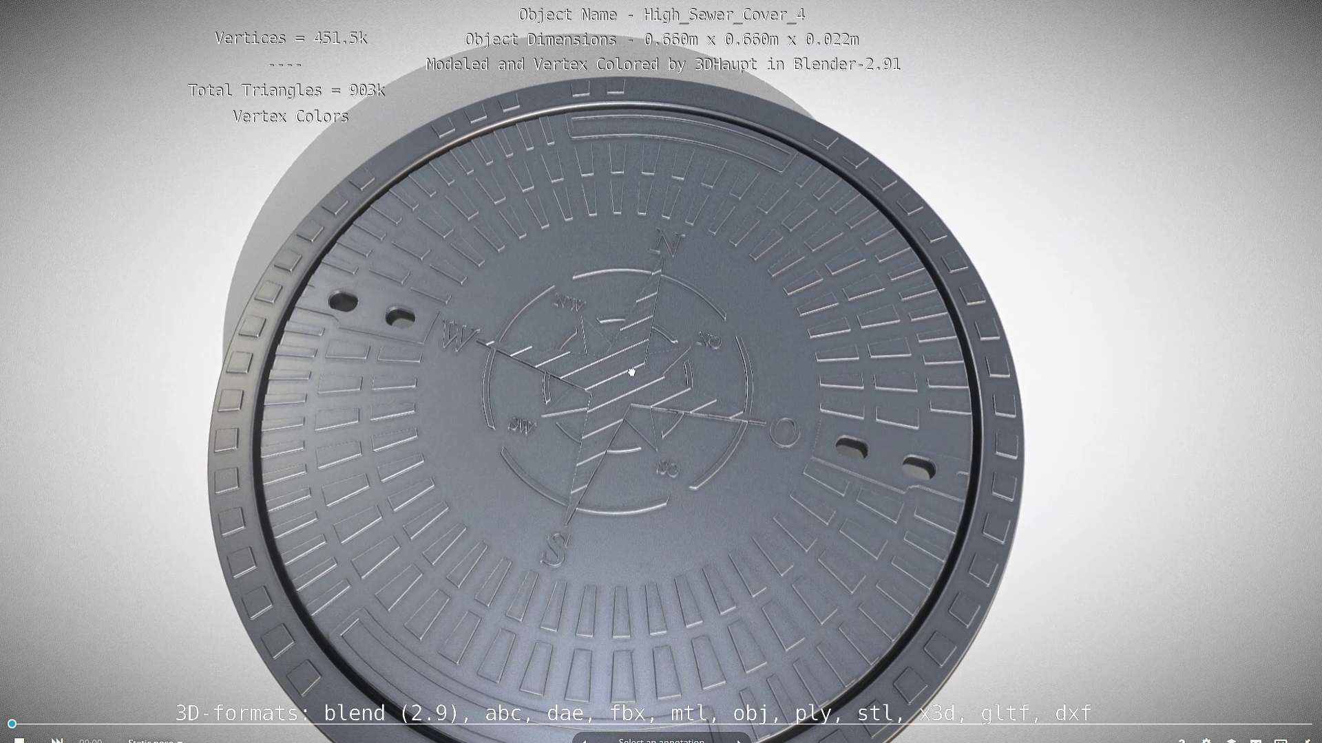 Compass Sewer Cover 4 Basic Low and High-Poly Versions 3D Model Collection_25