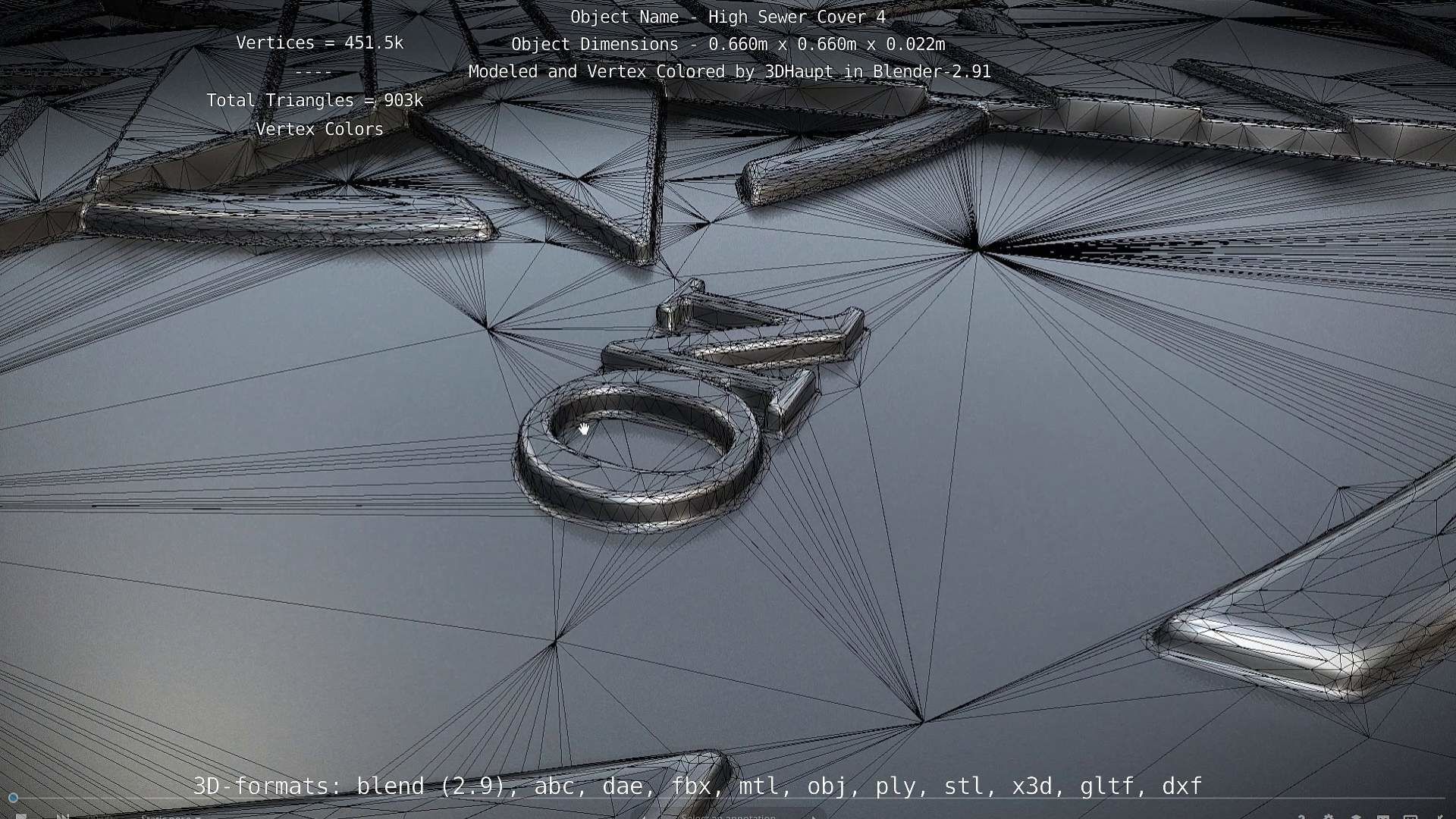 Compass Sewer Cover 4 Basic Low and High-Poly Versions 3D Model Collection_46