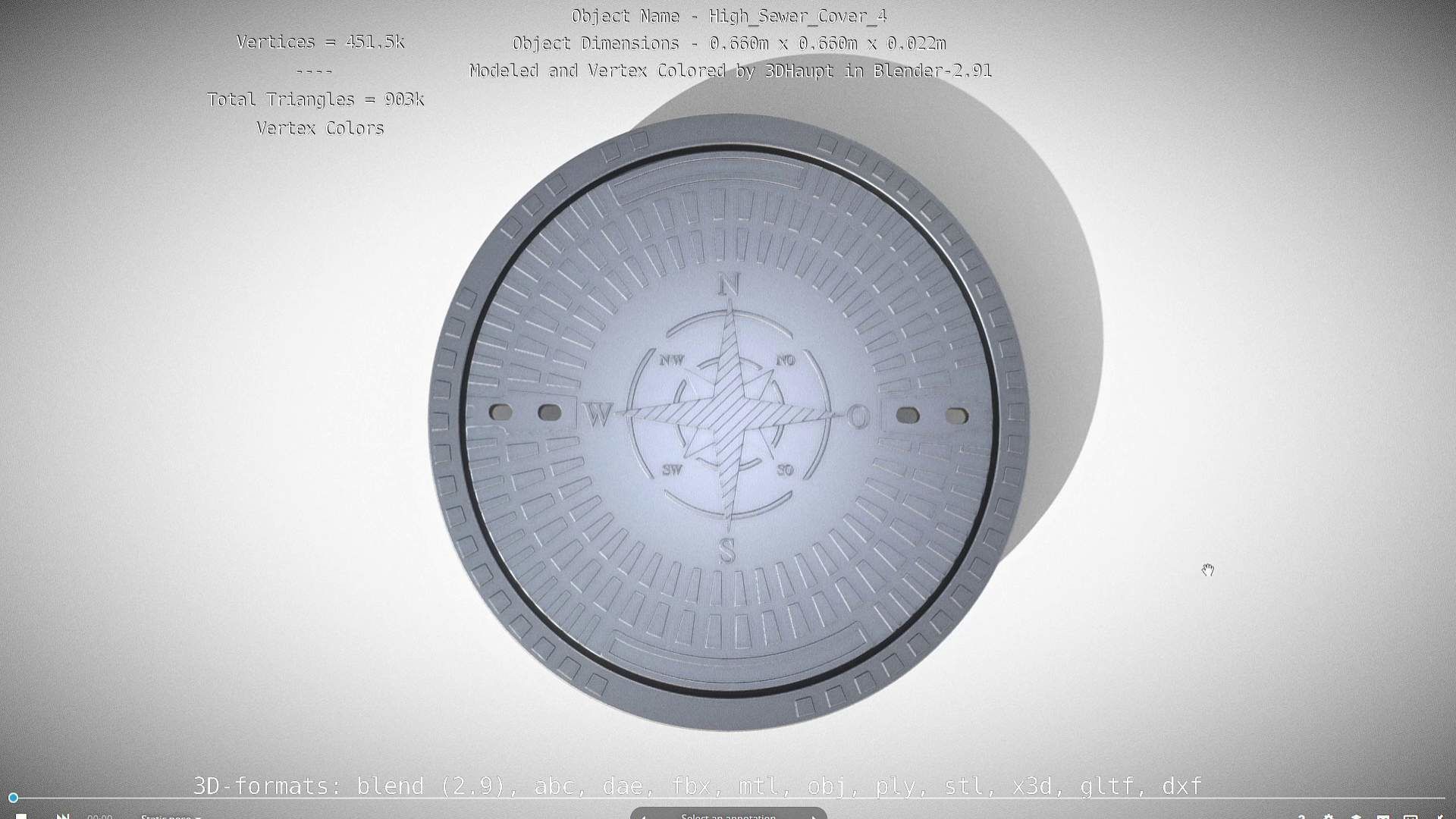 Compass Sewer Cover 4 Basic Low and High-Poly Versions 3D Model Collection_48