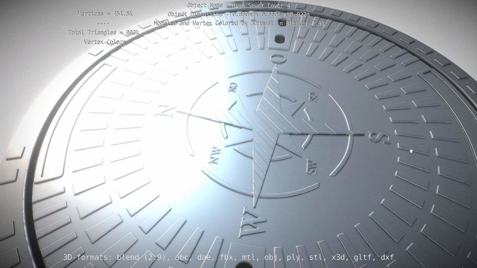 Compass Sewer Cover 4 Basic Low and High-Poly Versions 3D Model Collection_32