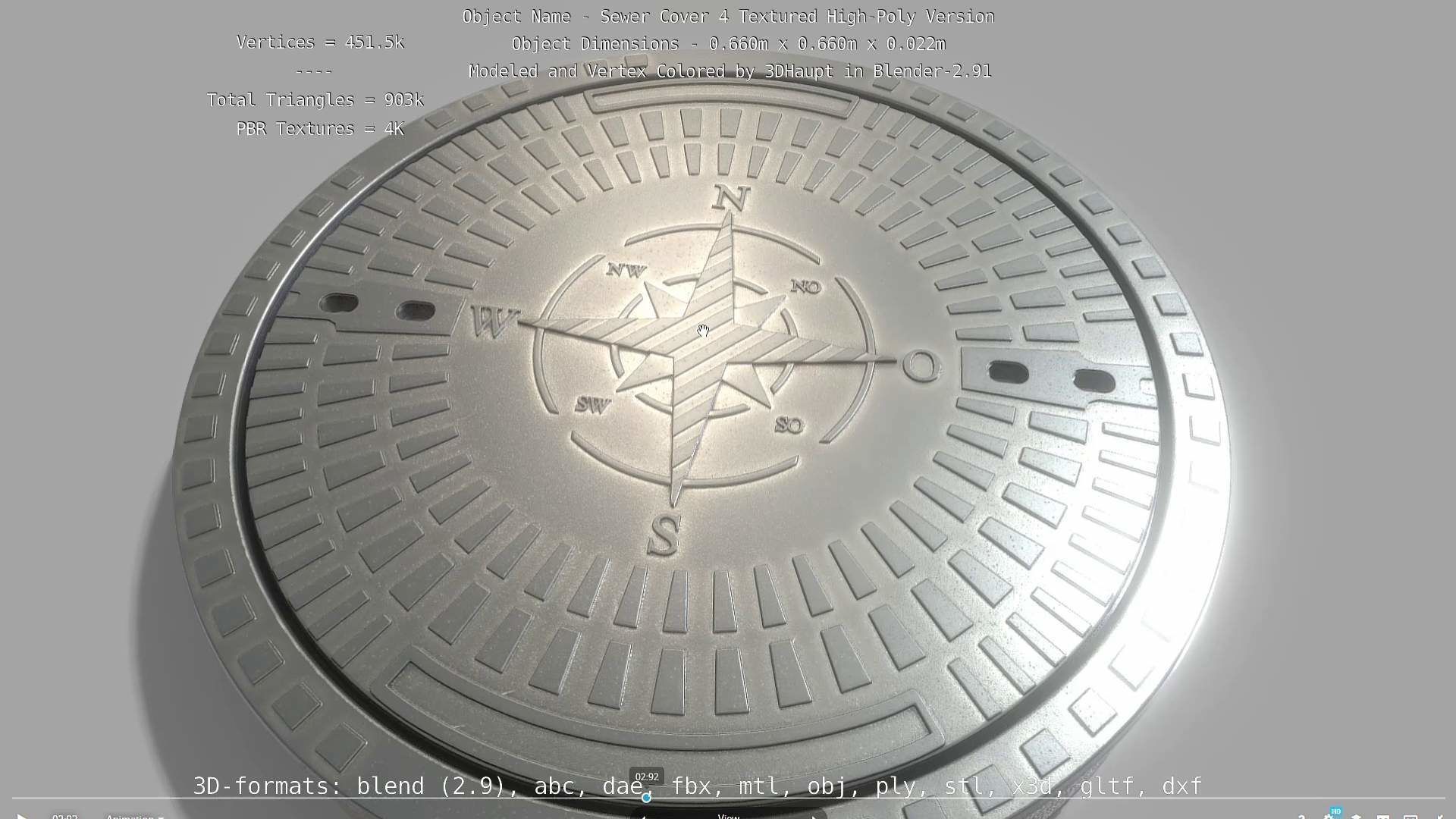 Compass Sewer Cover 4 Basic Low and High-Poly Versions 3D Model Collection_71