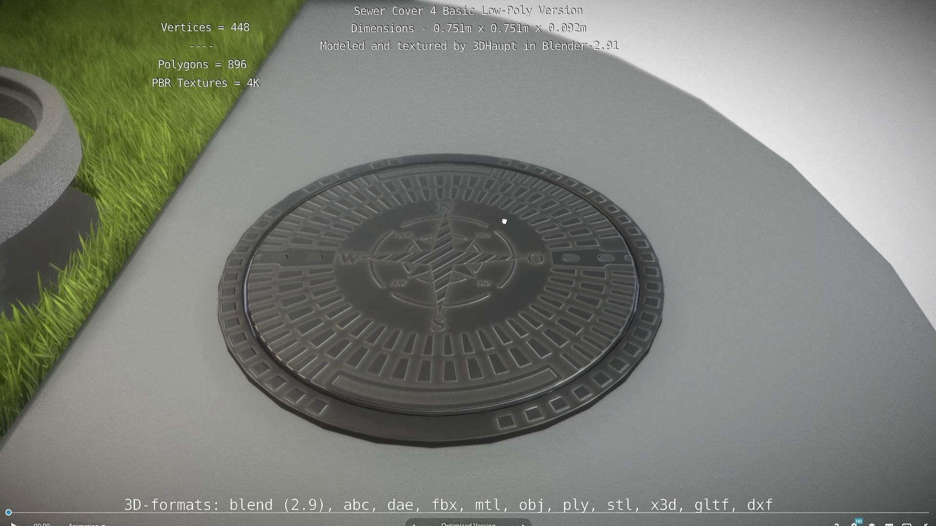 Compass Sewer Cover 4 Basic Low and High-Poly Versions 3D Model Collection_99