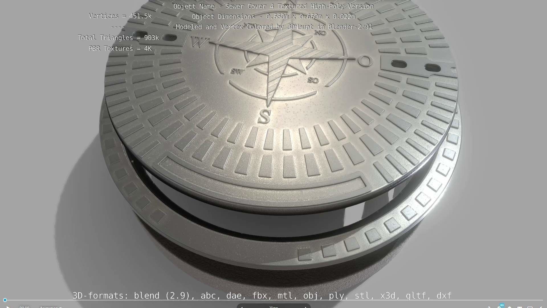 Compass Sewer Cover 4 Basic Low and High-Poly Versions 3D Model Collection_53