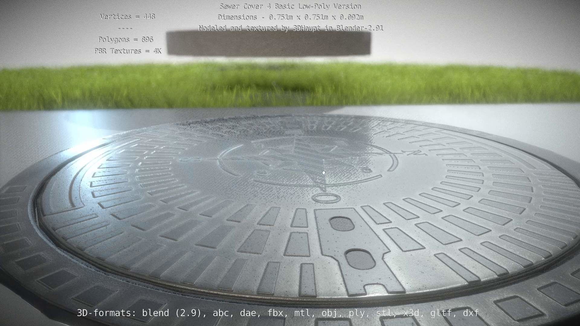 Compass Sewer Cover 4 Basic Low and High-Poly Versions 3D Model Collection_102