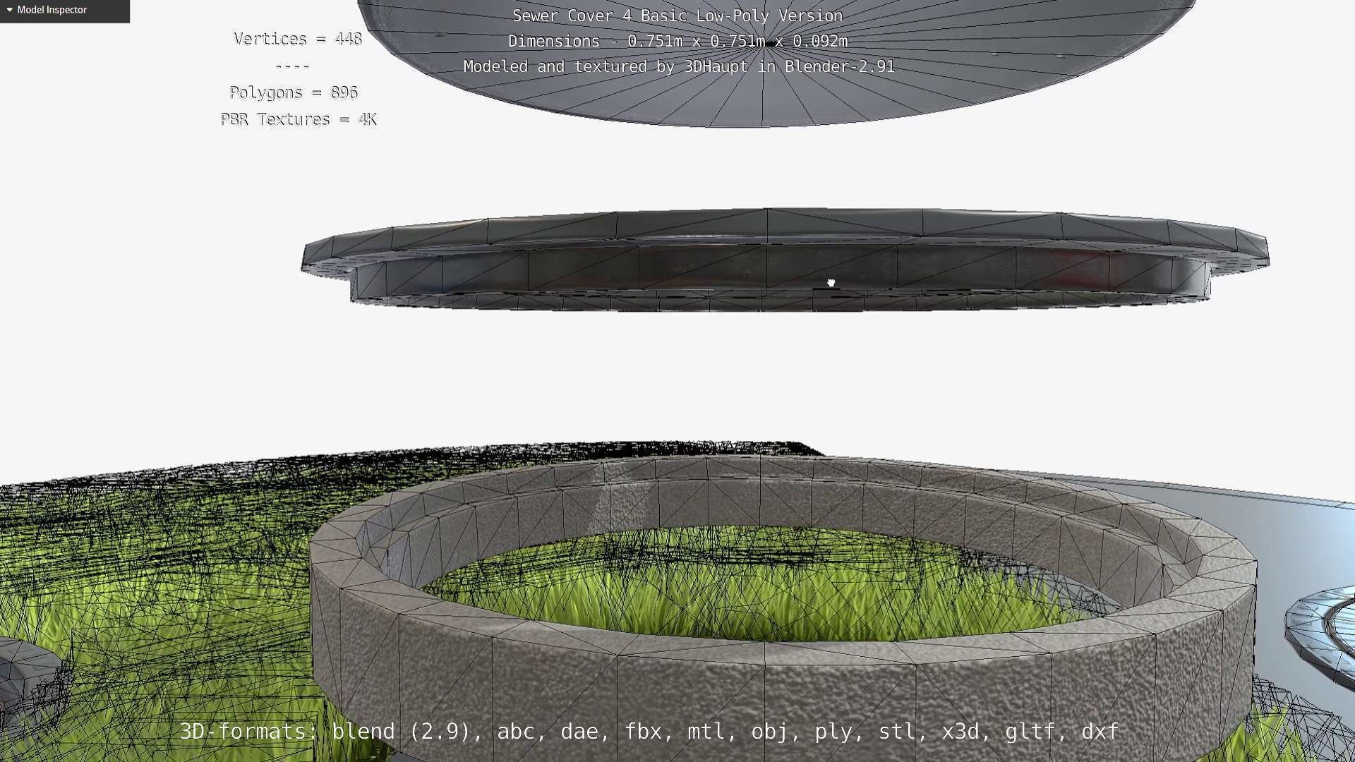 Compass Sewer Cover 4 Basic Low and High-Poly Versions 3D Model Collection_105