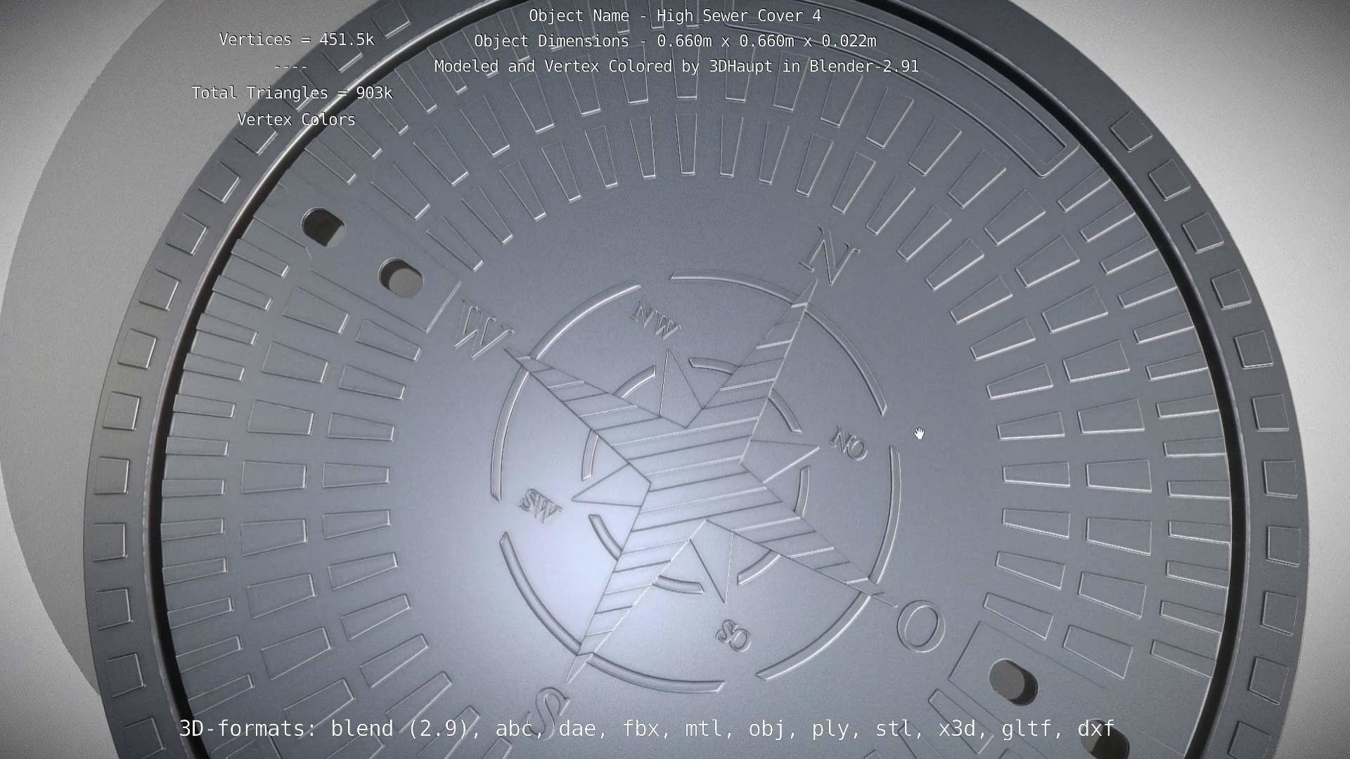 Compass Sewer Cover 4 Basic Low and High-Poly Versions 3D Model Collection_9