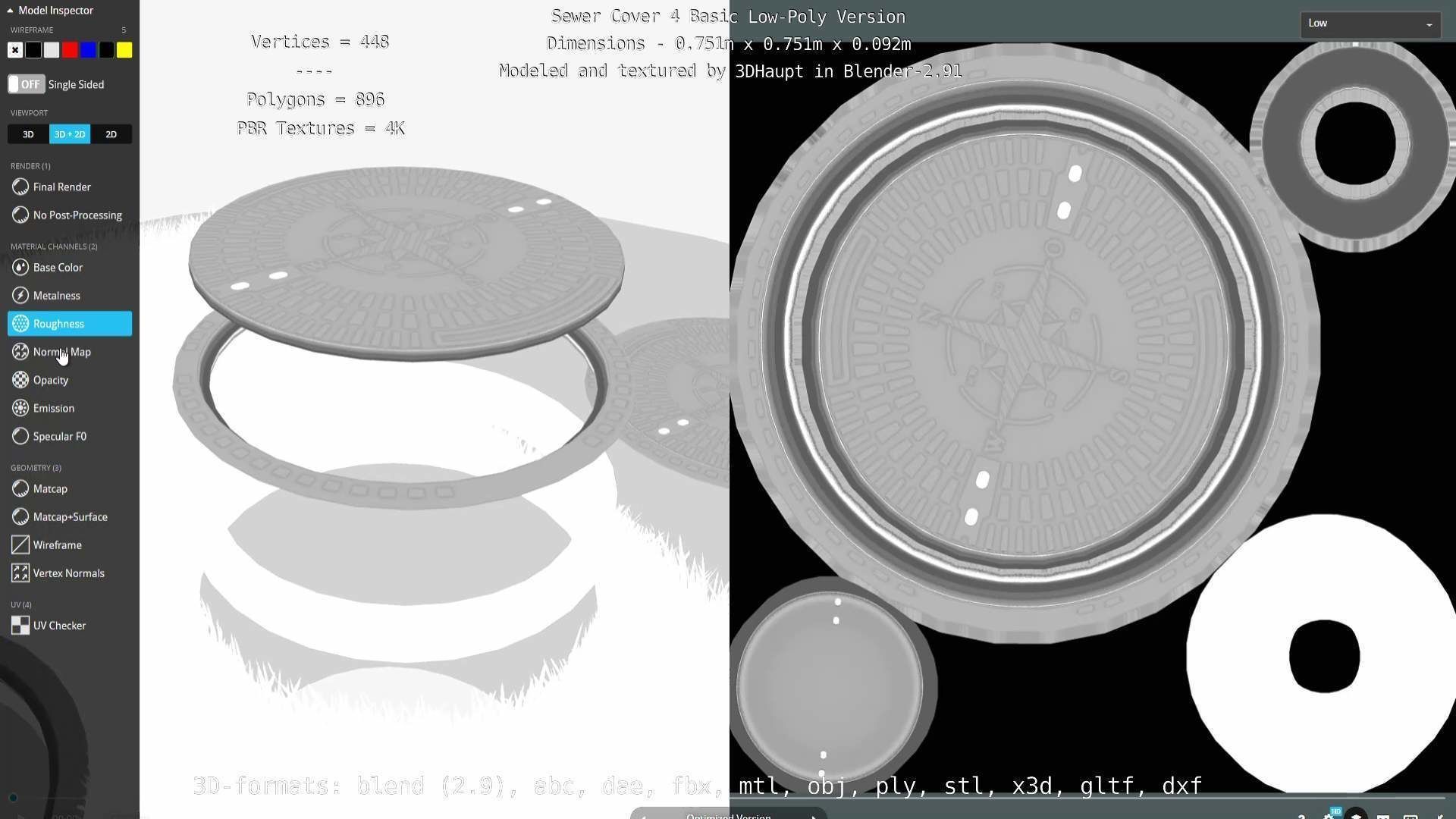 Compass Sewer Cover 4 Basic Low and High-Poly Versions 3D Model Collection_89