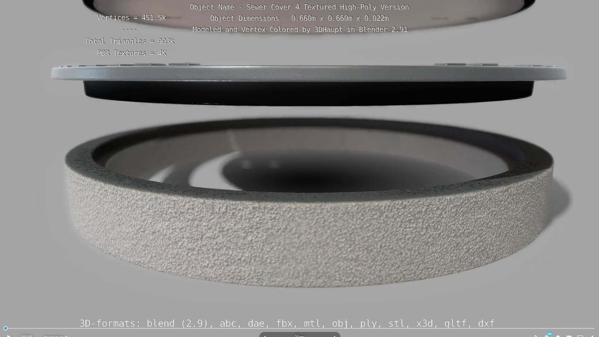 Compass Sewer Cover 4 Basic Low and High-Poly Versions 3D Model Collection_50