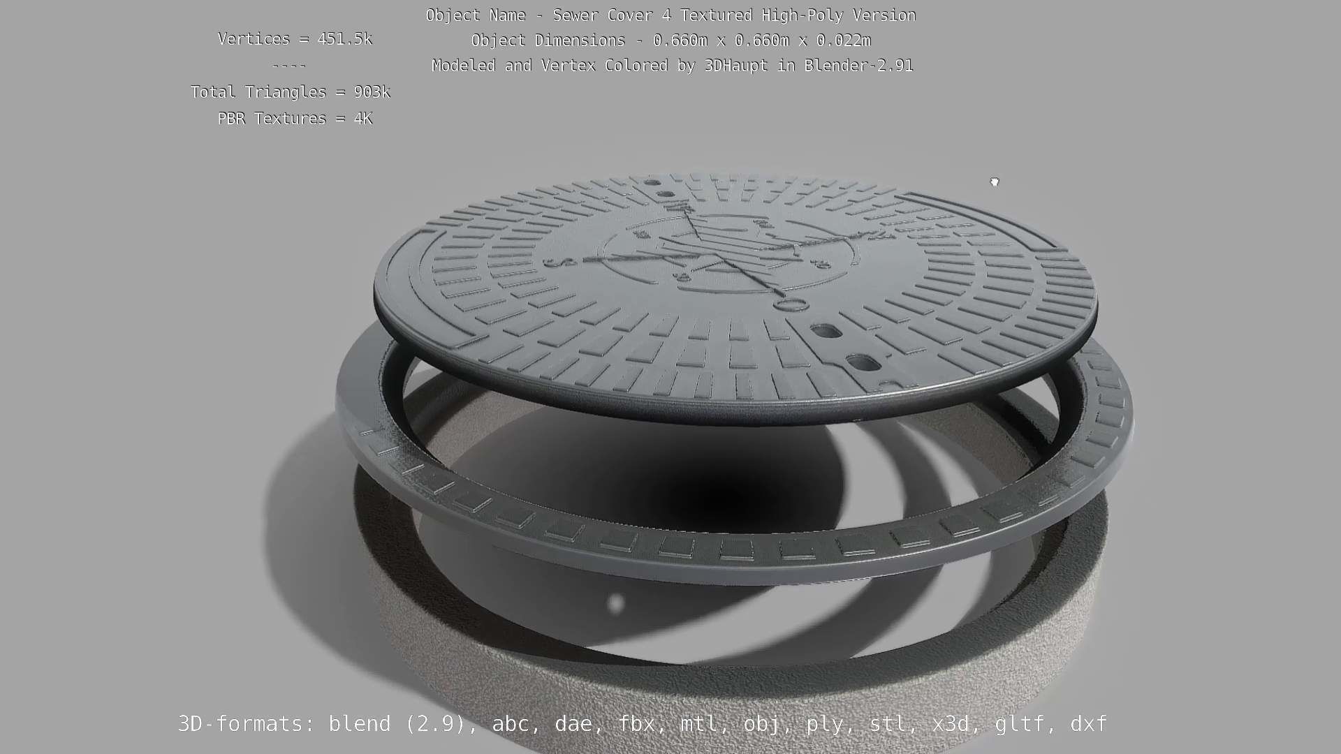 Compass Sewer Cover 4 Basic Low and High-Poly Versions 3D Model Collection_76