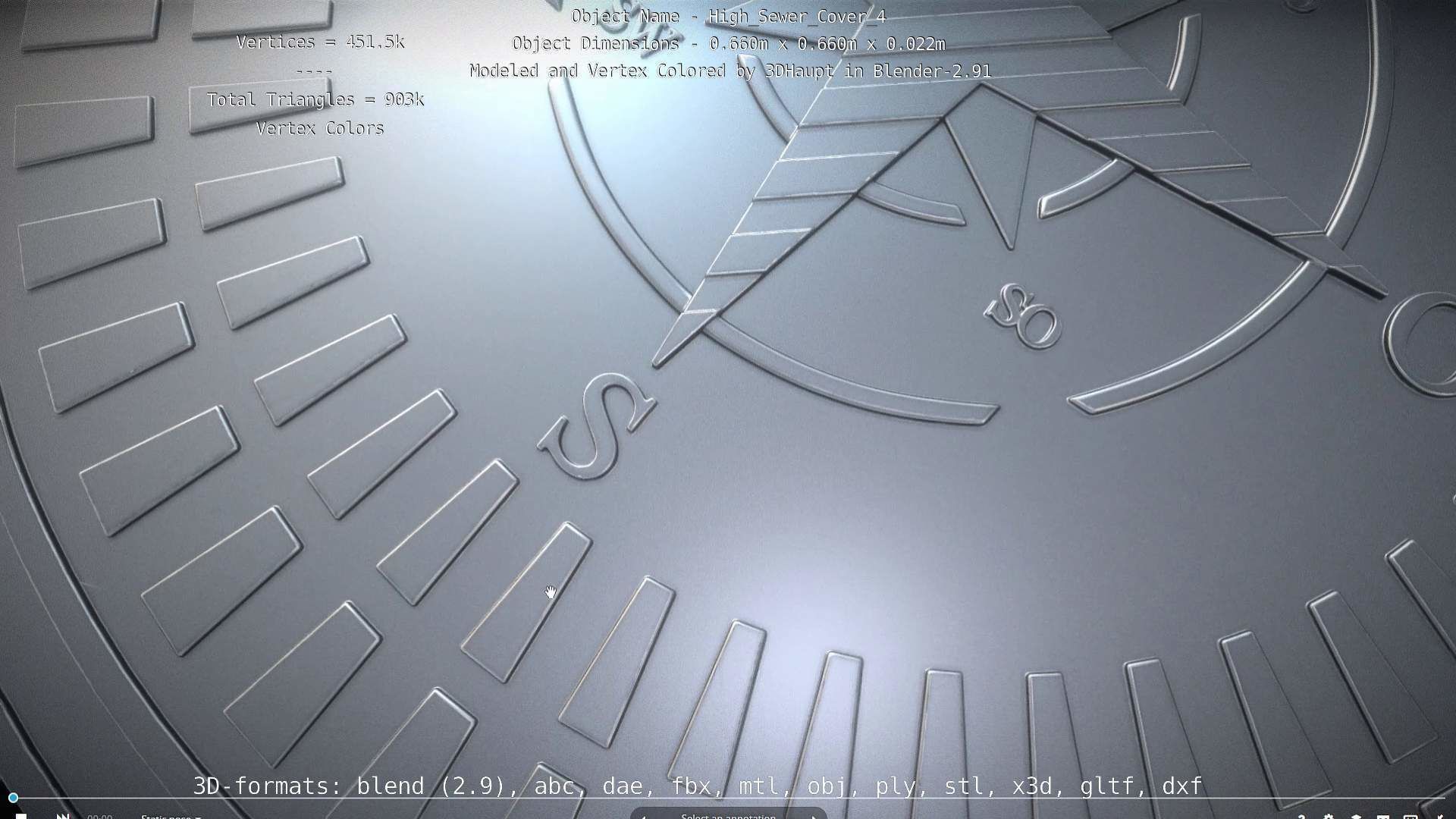 Compass Sewer Cover 4 Basic Low and High-Poly Versions 3D Model Collection_28