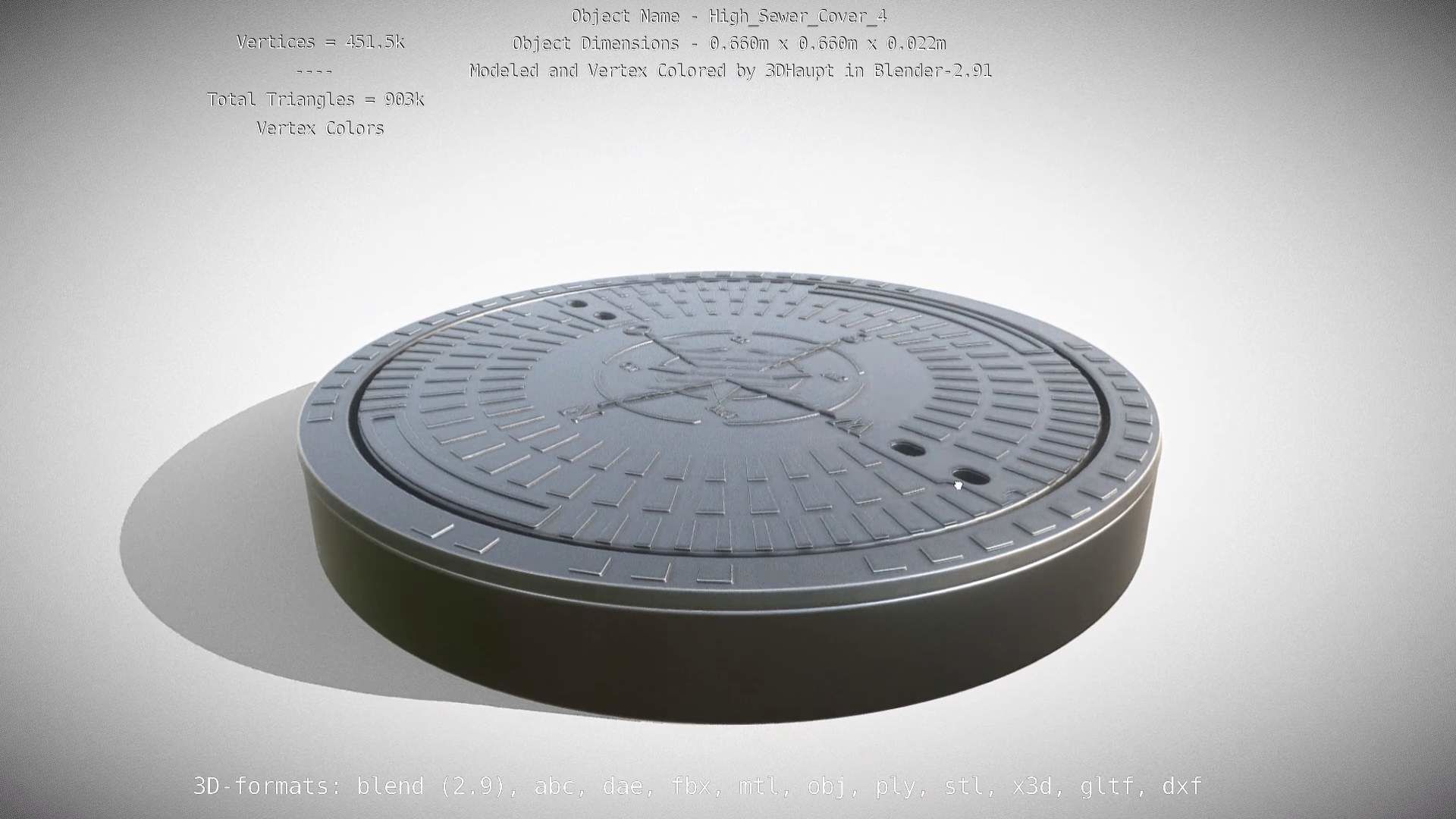 Compass Sewer Cover 4 Basic Low and High-Poly Versions 3D Model Collection_11