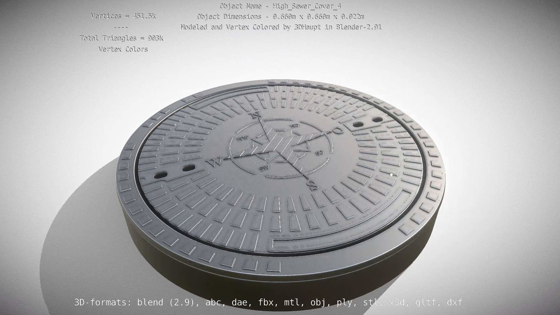 Compass Sewer Cover 4 Basic Low and High-Poly Versions 3D Model Collection_27