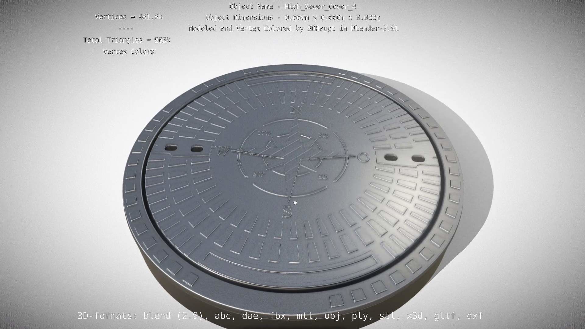 Compass Sewer Cover 4 Basic Low and High-Poly Versions 3D Model Collection_23