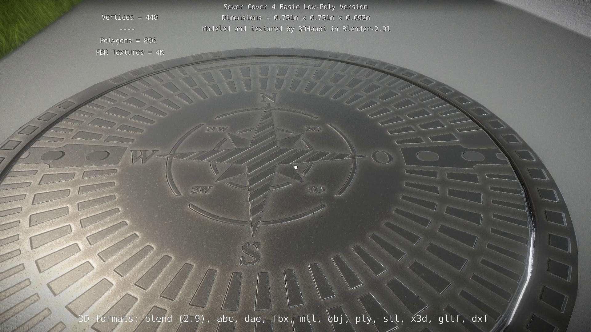 Compass Sewer Cover 4 Basic Low and High-Poly Versions 3D Model Collection_94