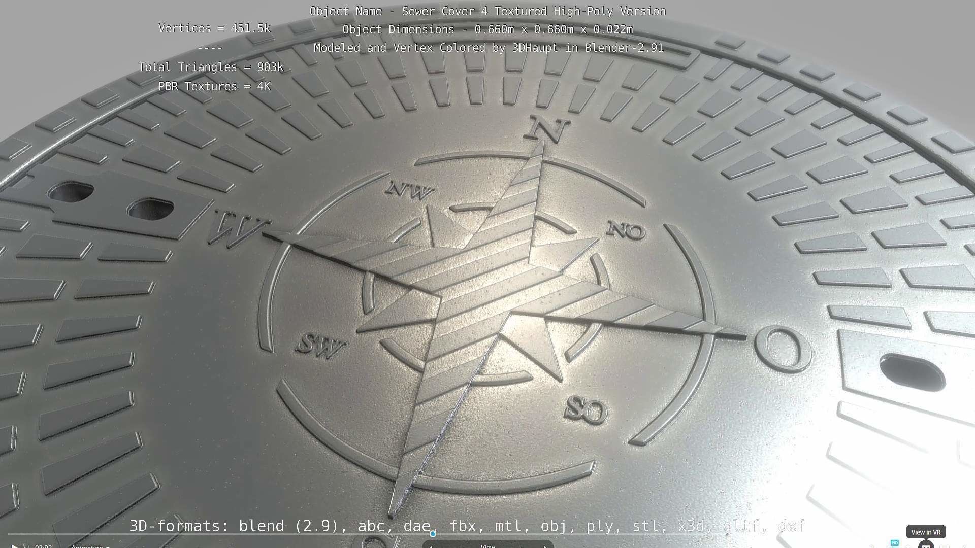 Compass Sewer Cover 4 Basic Low and High-Poly Versions 3D Model Collection_80