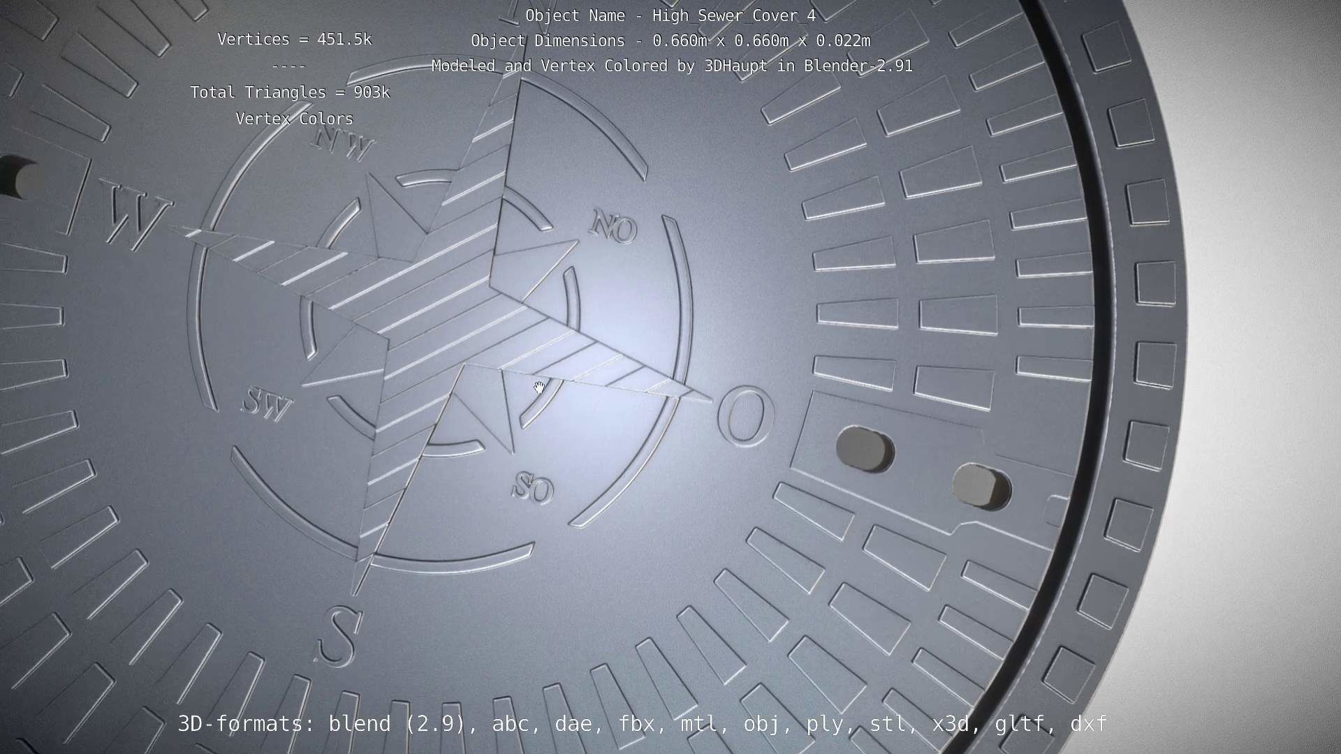 Compass Sewer Cover 4 Basic Low and High-Poly Versions 3D Model Collection_30