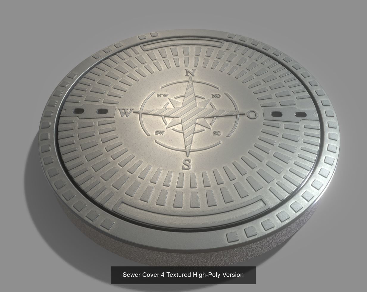 Compass Sewer Cover 4 Basic Low and High-Poly Versions 3D Model Collection_4