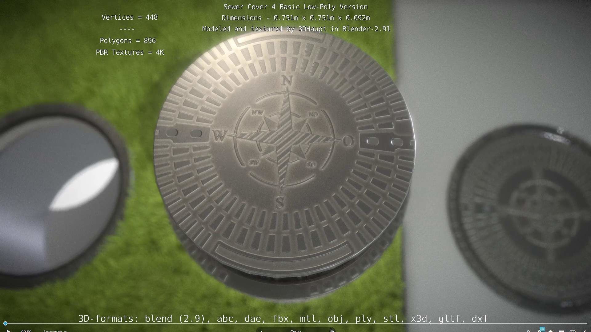 Compass Sewer Cover 4 Basic Low and High-Poly Versions 3D Model Collection_85