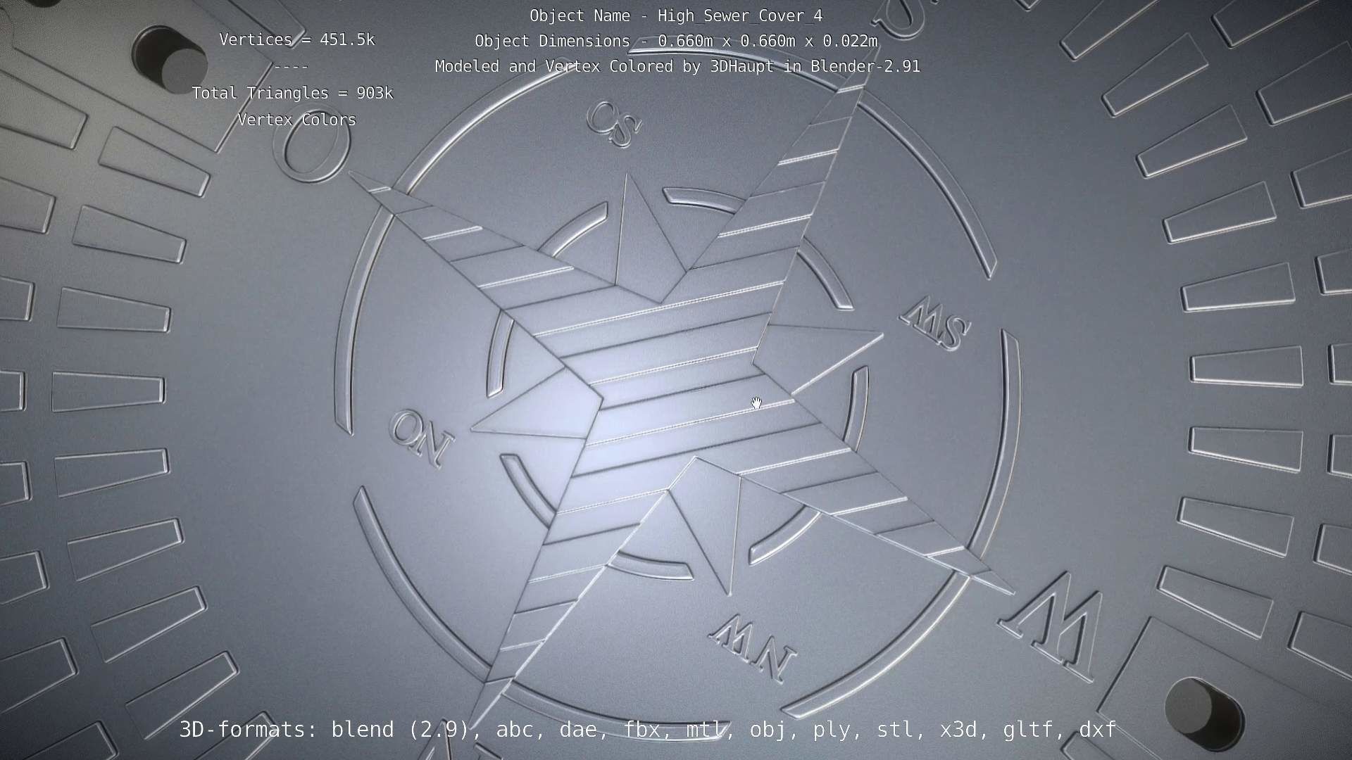 Compass Sewer Cover 4 Basic Low and High-Poly Versions 3D Model Collection_19