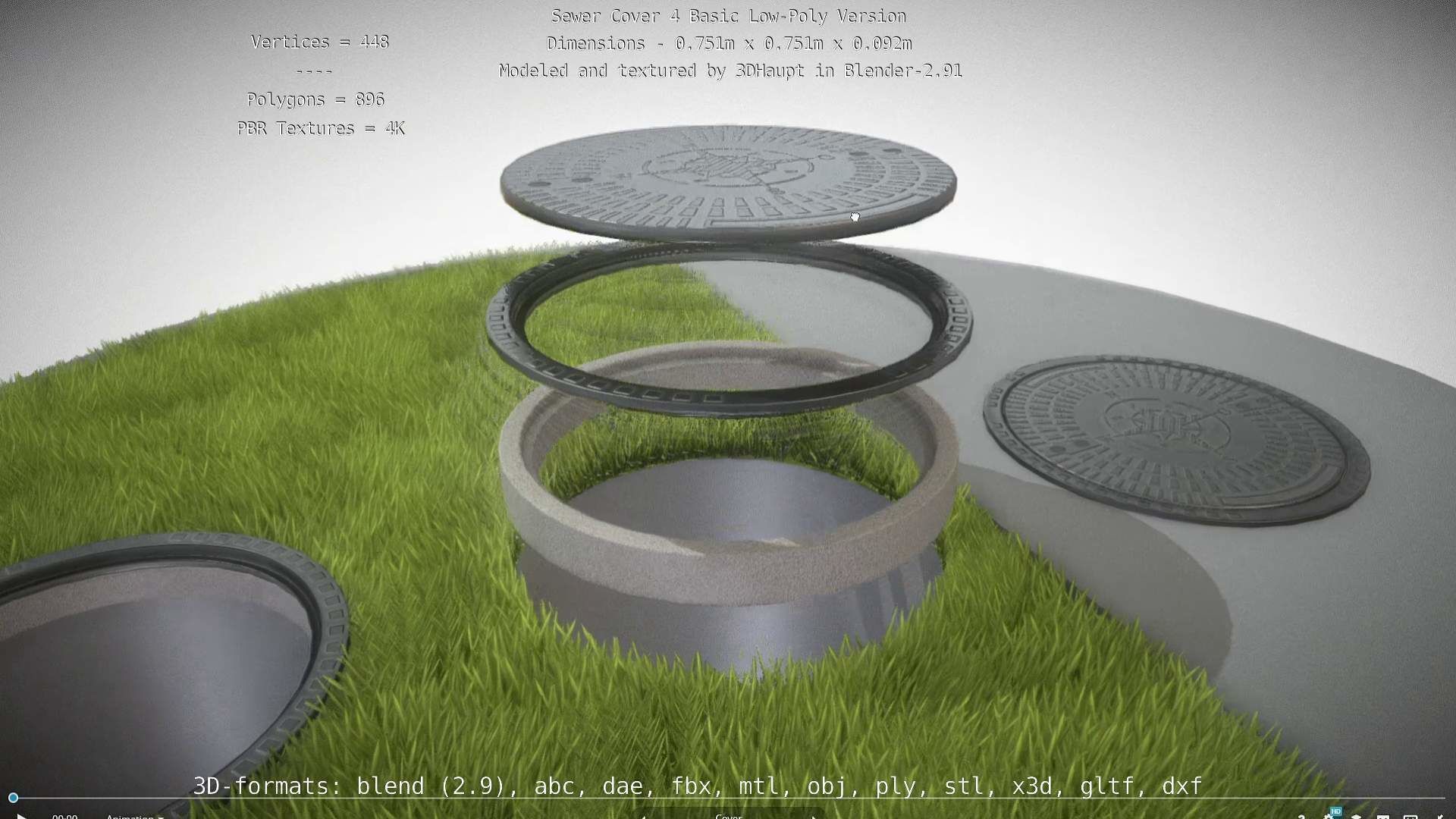 Compass Sewer Cover 4 Basic Low and High-Poly Versions 3D Model Collection_96