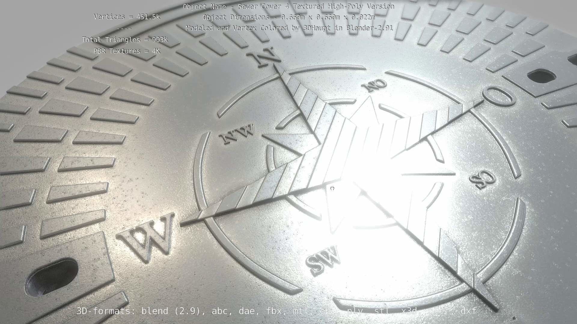 Compass Sewer Cover 4 Basic Low and High-Poly Versions 3D Model Collection_74