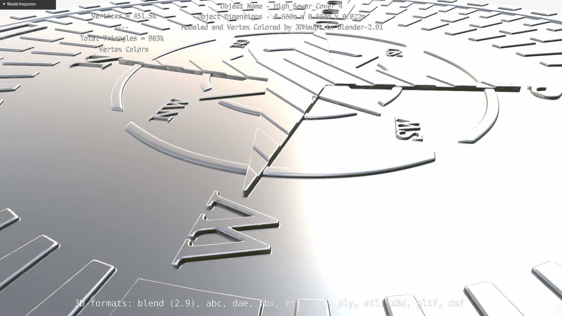 Compass Sewer Cover 4 Basic Low and High-Poly Versions 3D Model Collection_18