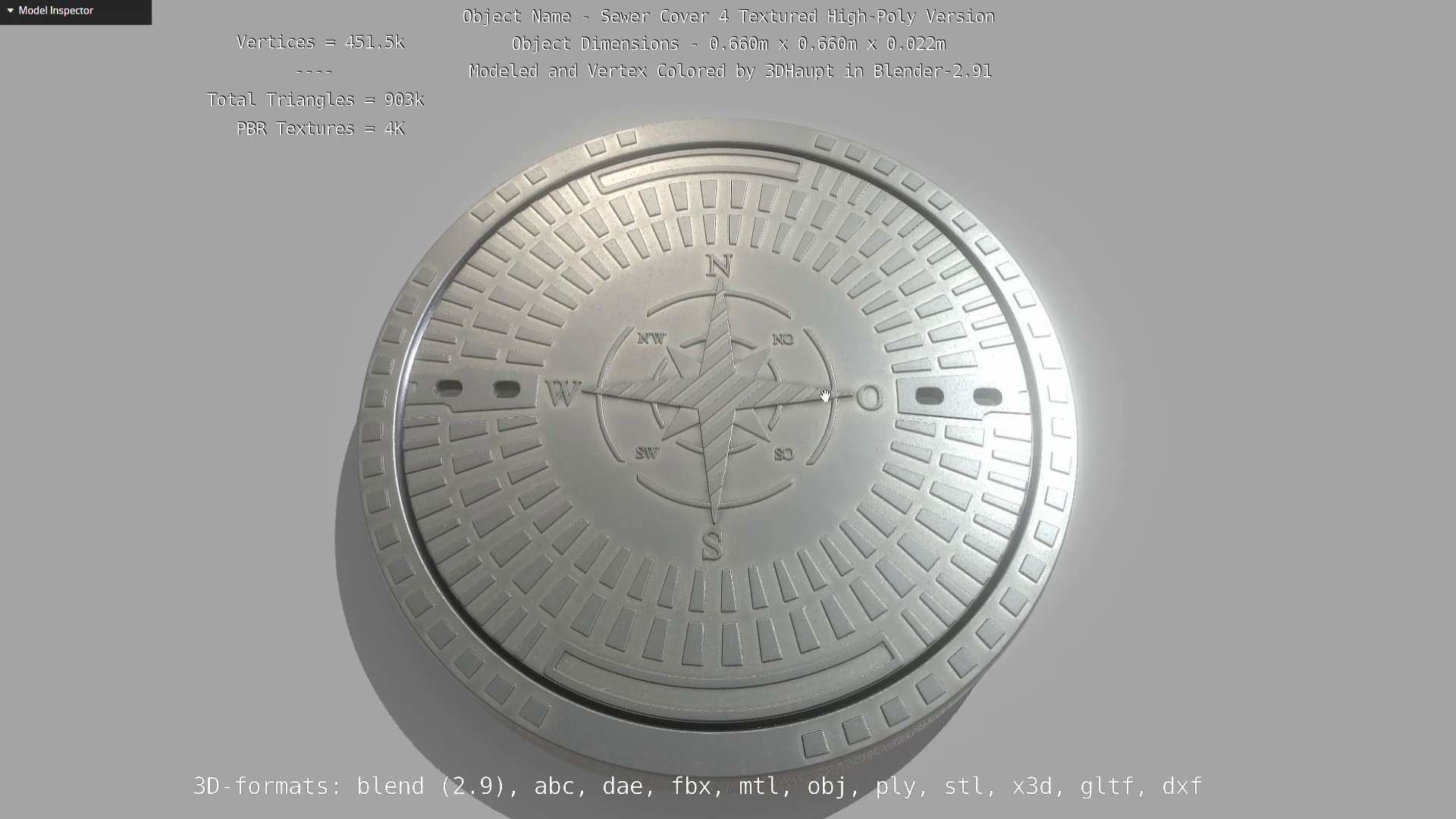 Compass Sewer Cover 4 Basic Low and High-Poly Versions 3D Model Collection_69