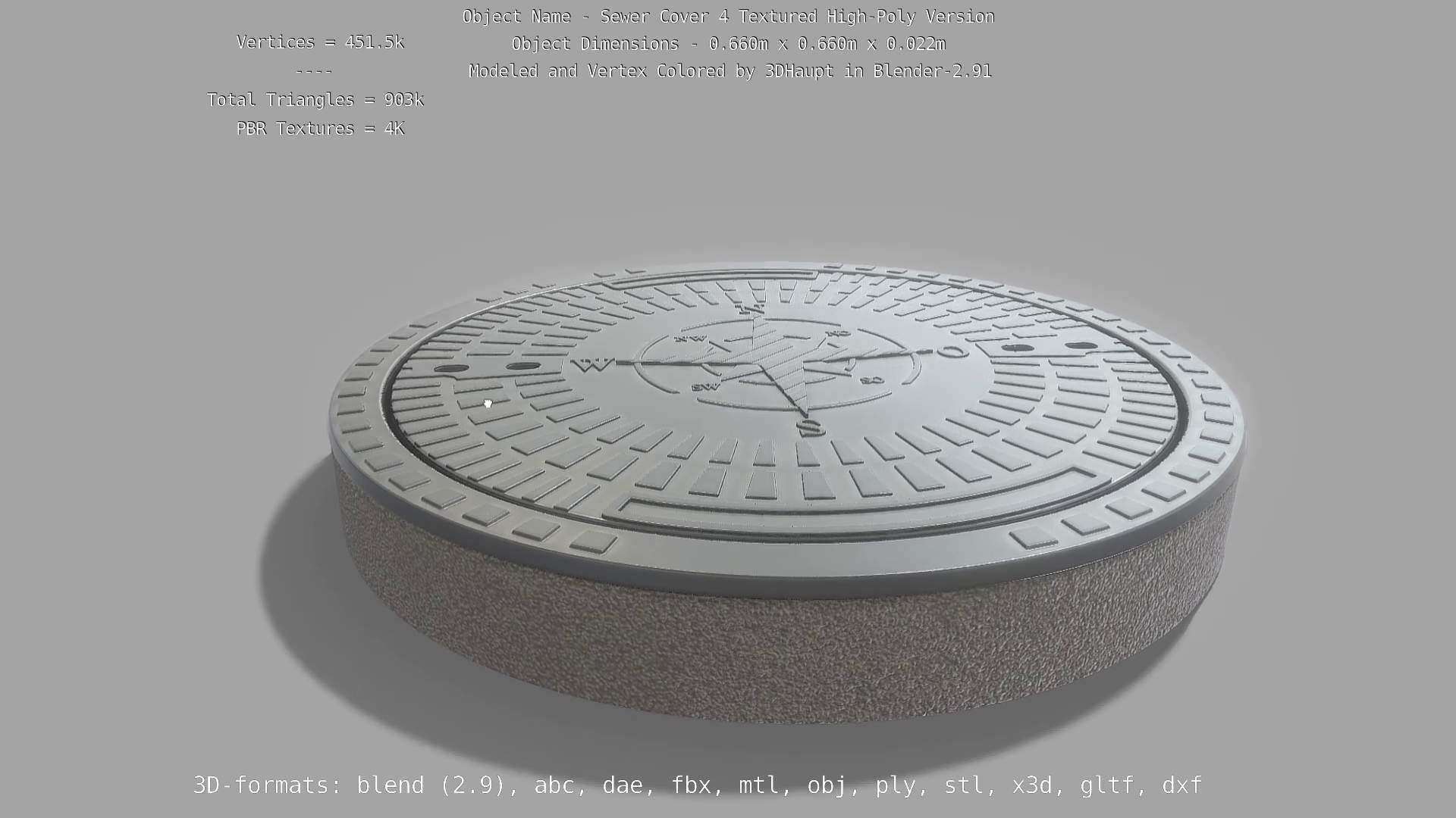 Compass Sewer Cover 4 Basic Low and High-Poly Versions 3D Model Collection_78