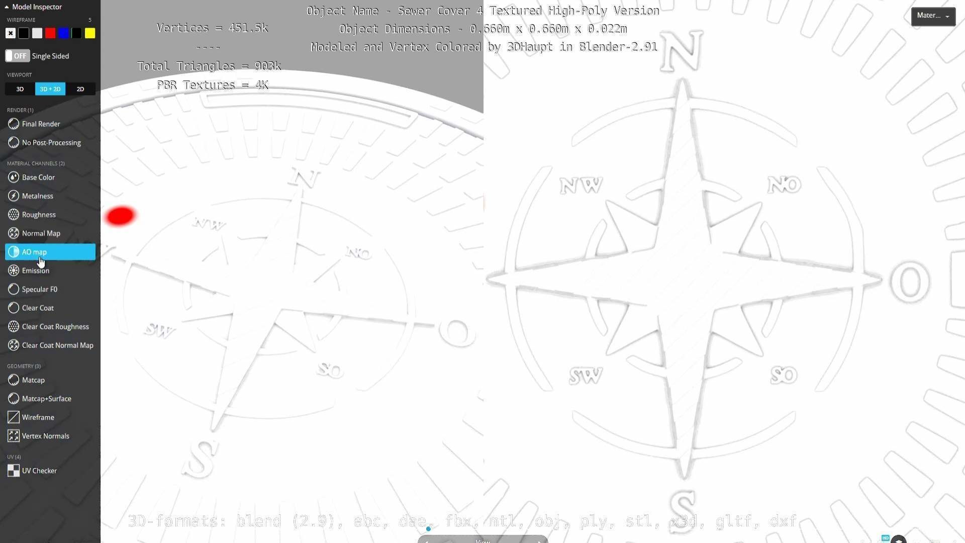 Compass Sewer Cover 4 Basic Low and High-Poly Versions 3D Model Collection_58