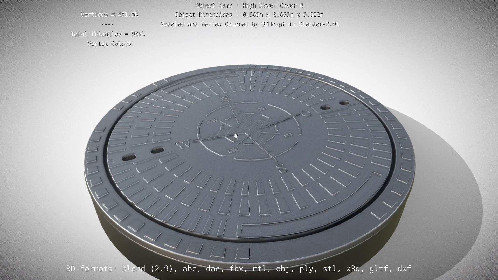 Compass Sewer Cover 4 Basic Low and High-Poly Versions 3D Model Collection_40