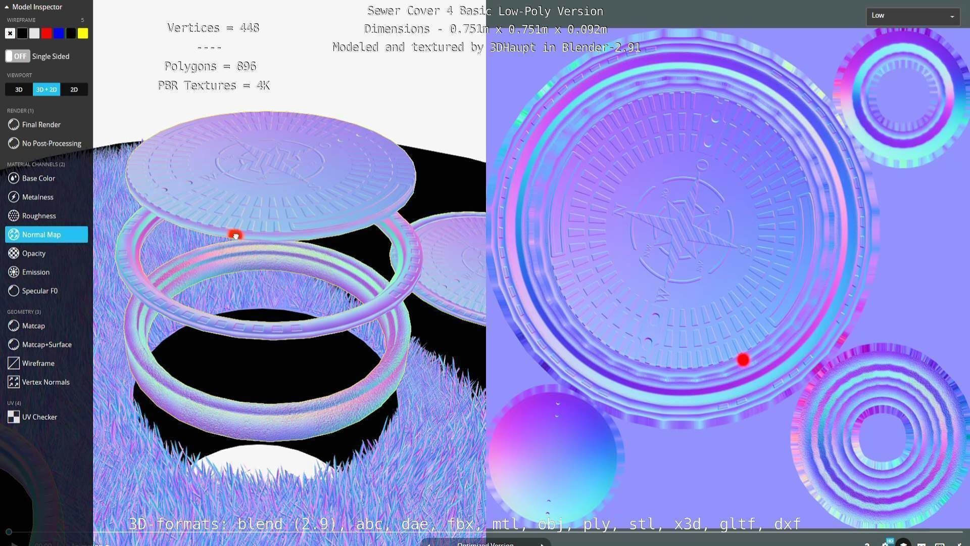 Compass Sewer Cover 4 Basic Low and High-Poly Versions 3D Model Collection_106