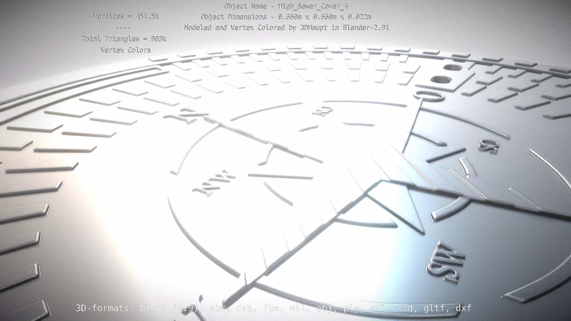 Compass Sewer Cover 4 Basic Low and High-Poly Versions 3D Model Collection_14