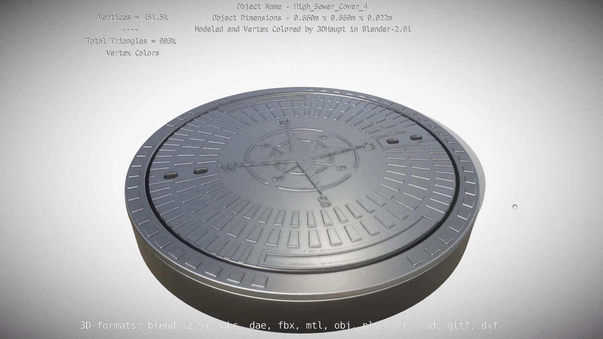Compass Sewer Cover 4 Basic Low and High-Poly Versions 3D Model Collection_20