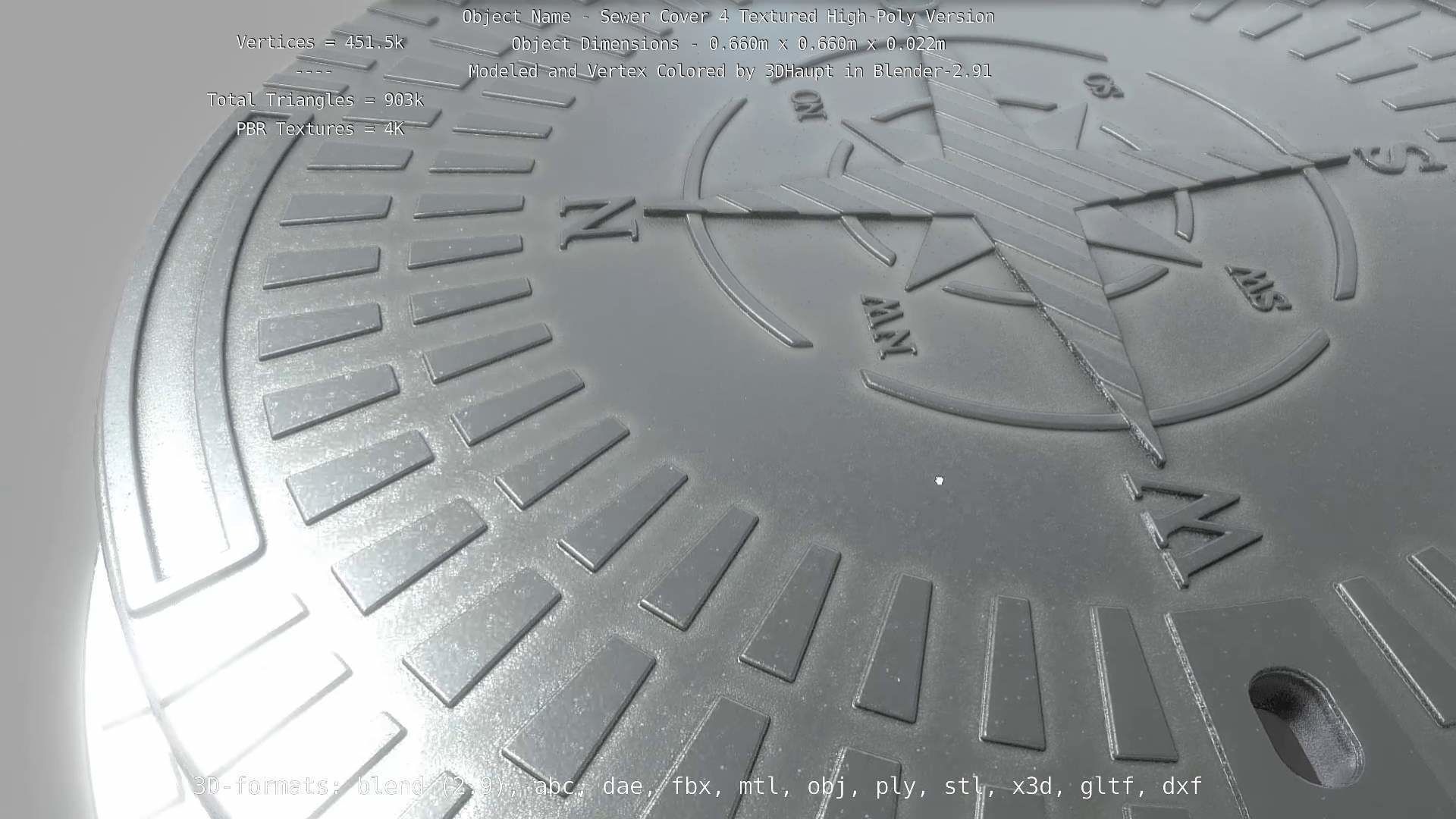 Compass Sewer Cover 4 Basic Low and High-Poly Versions 3D Model Collection_72