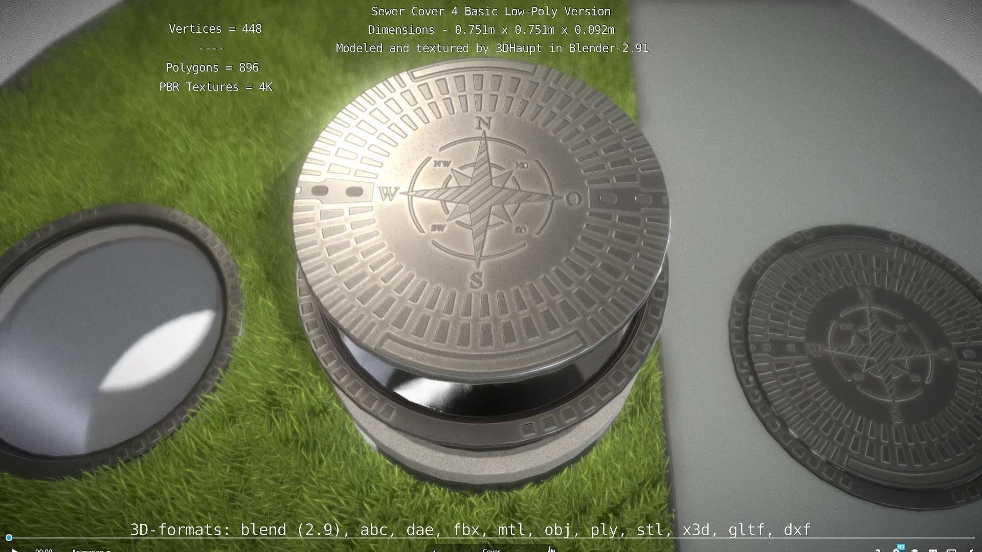 Compass Sewer Cover 4 Basic Low and High-Poly Versions 3D Model Collection_86