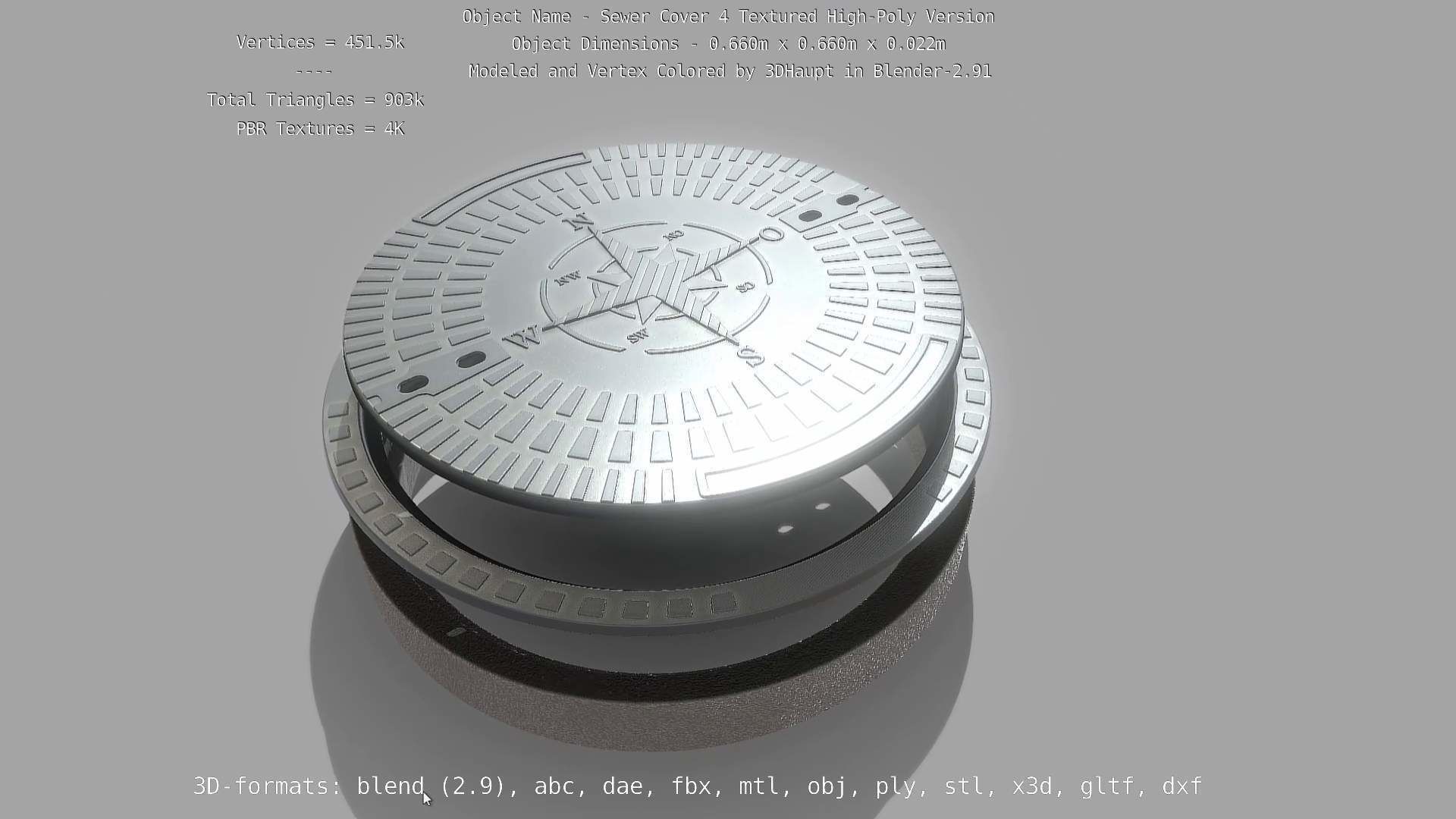 Compass Sewer Cover 4 Basic Low and High-Poly Versions 3D Model Collection_63