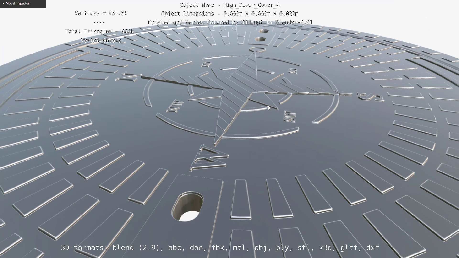 Compass Sewer Cover 4 Basic Low and High-Poly Versions 3D Model Collection_26