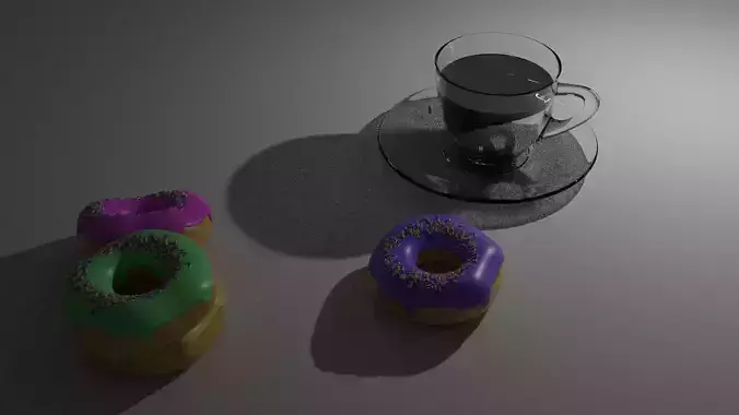 3D Donut and Coffee model 3D model